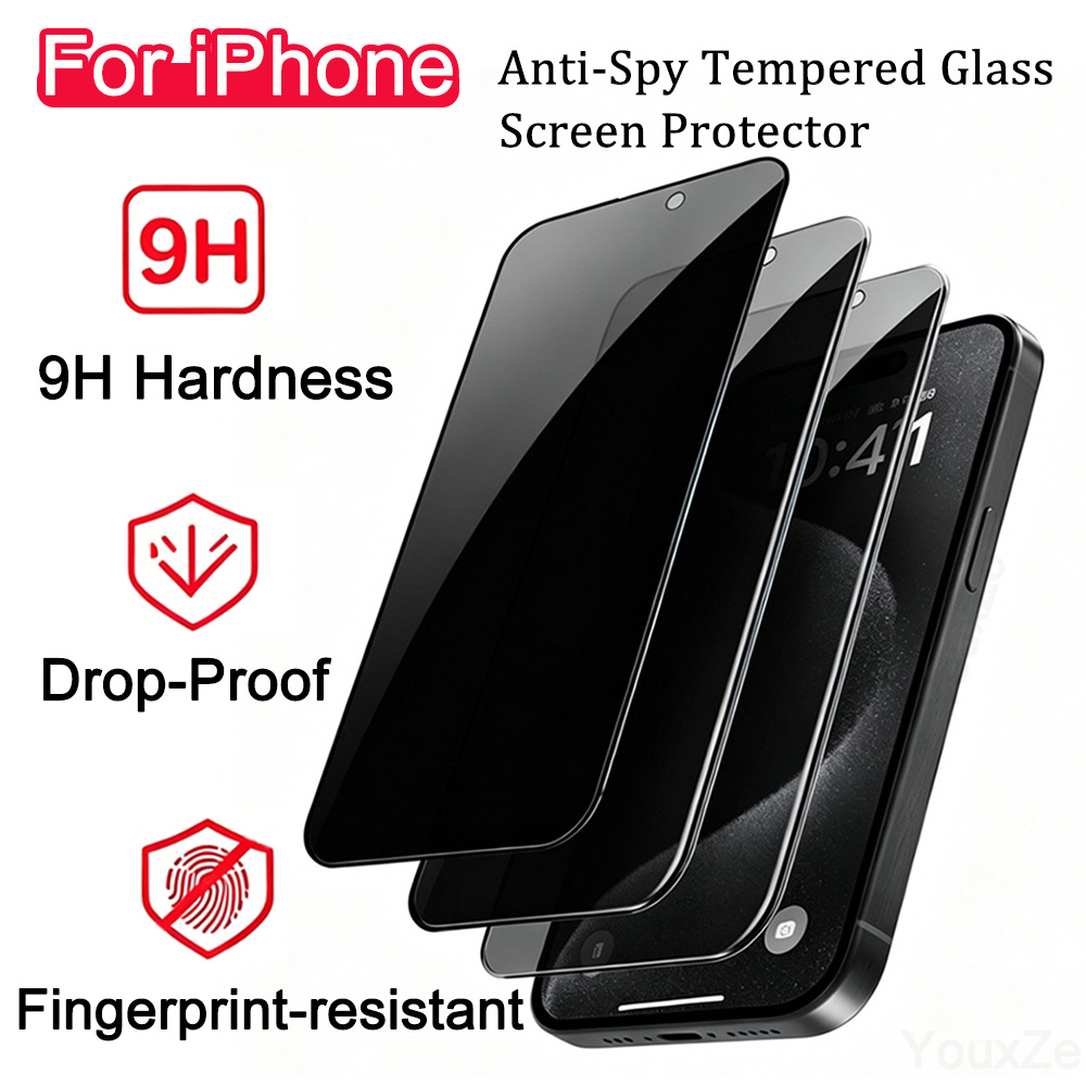 Anti Spy Privacy Glass Case - 3 Adet Gizlilik Korumalı Temperli Cam