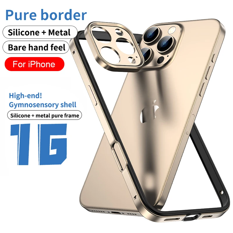 Metal Bumper Aluminum Frame Case - Kamera Koruması + Hibrit Silikon Çerçeve