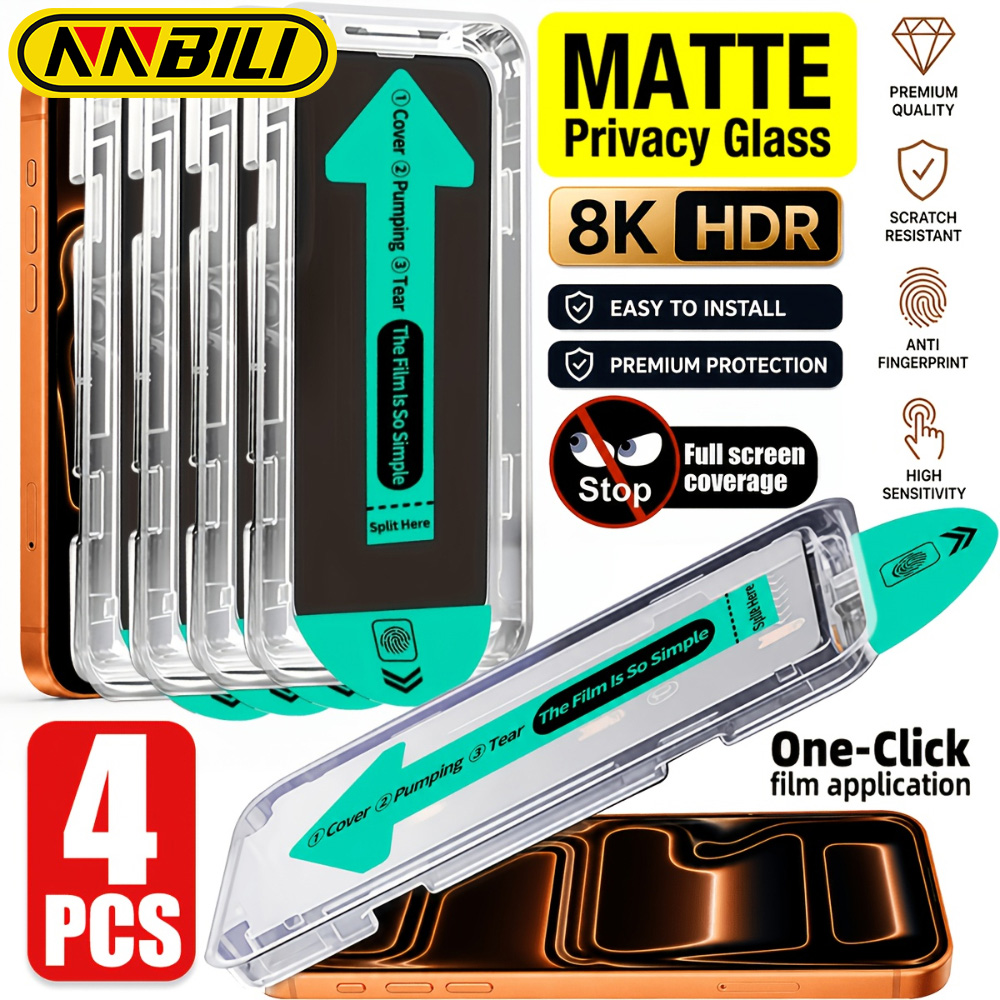Matte Anti Glare Screen Protector - NNBILI 4'lü Paket Buzlu Gizlilik Korumalı