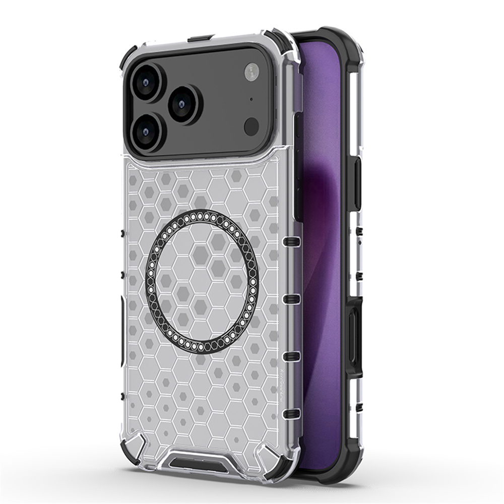 Clear Shockproof Bumper Case - Lüks Temizle Petek Zırh Manyetik Kılıf