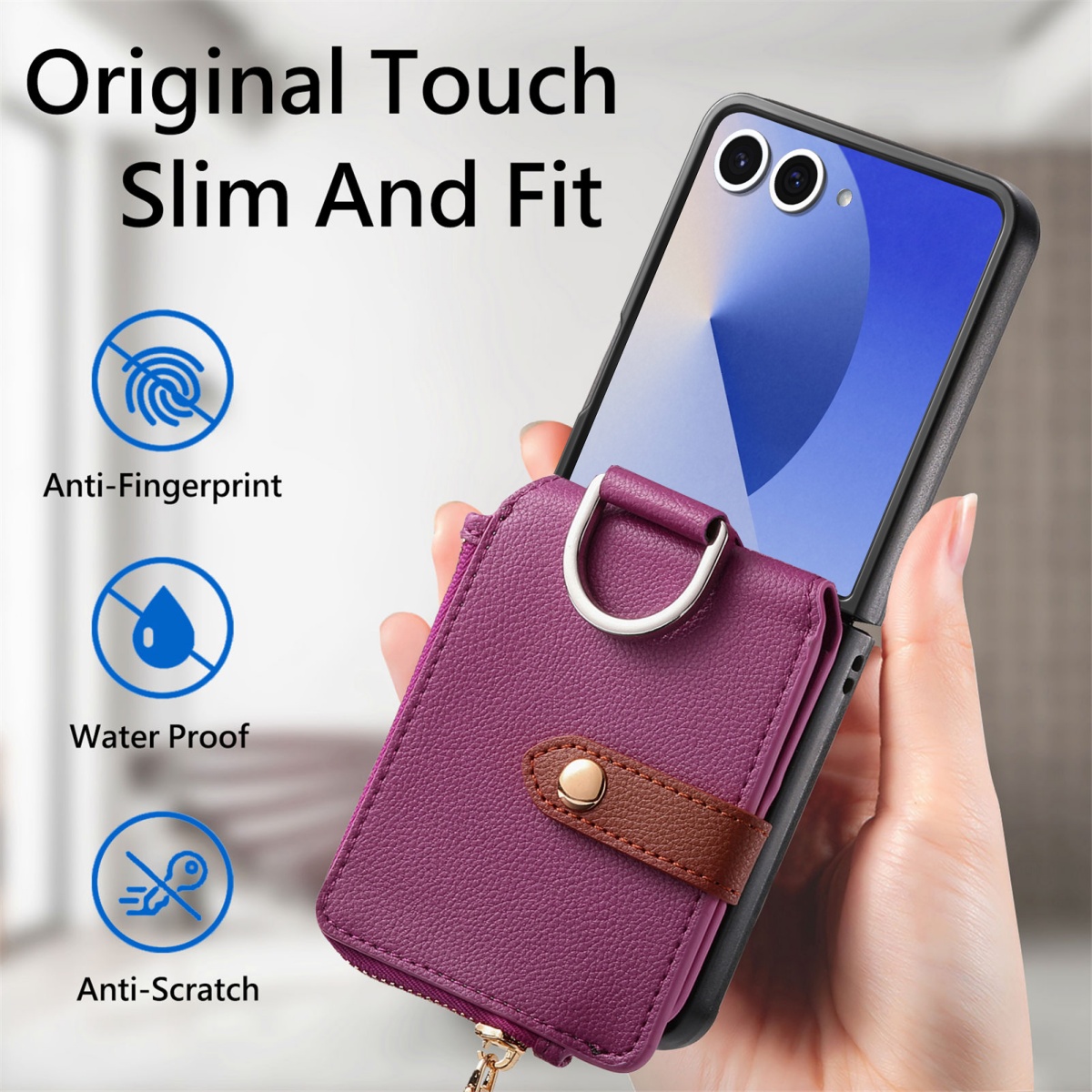 Samsung Galaxy Z Flip 8 7 6 5  - Leather Wallet Card Holder Phone Cover incelemesi ve fiyatı
